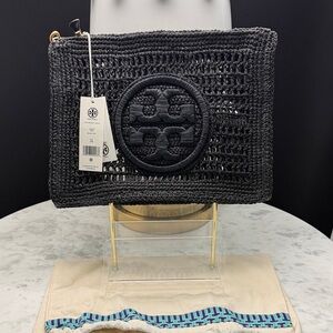 Tory Burch Black Crochet Clutch